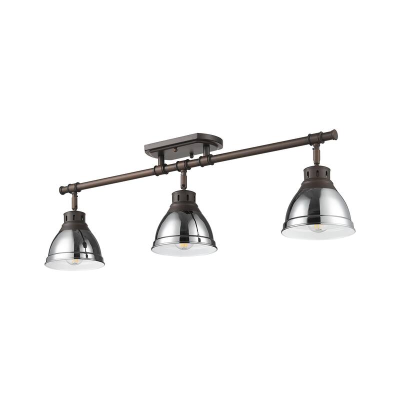 Yep by Golden Lighting Duncan 3-light Semi-Flush Mount in Rubbed Bronze and Chrome shade - Rubbed Bronze - 3-Light Semi-flush