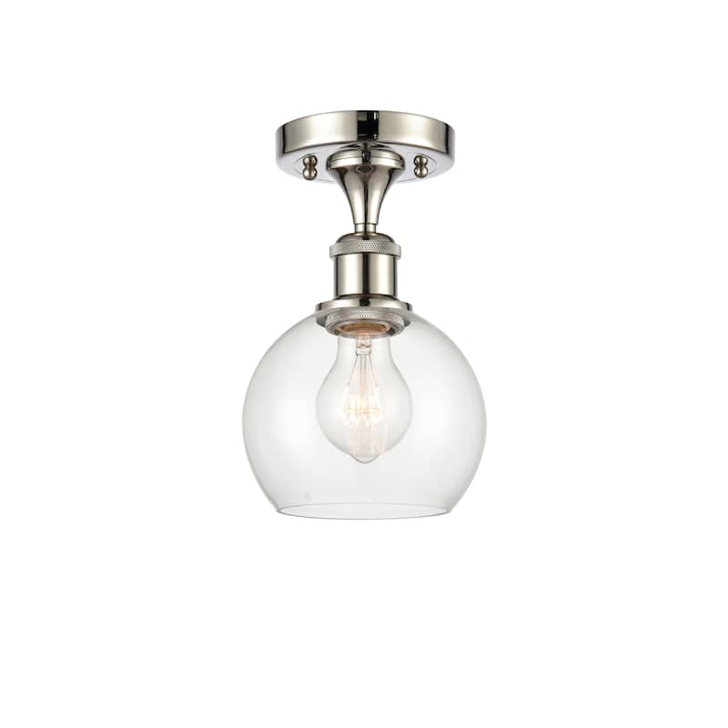 Innovations Lighting Athens - 1 Light 6" Semi-Flush Mount - Clear/Polished Nickel