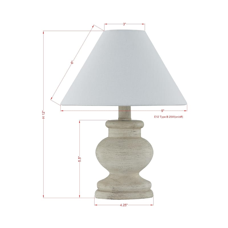 Amos 12" Mini Lamp with Linen Shade, Beige (Set of 2)