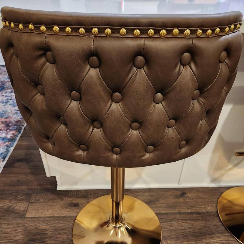 Modern Upholstered Swivel Adjusatble Height Leather Barstools Set of 6