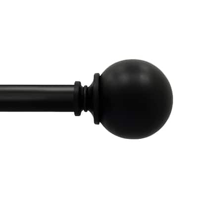 Lumi 3/4" Single Curtain Rod Set Matte Black- Sphere finials
