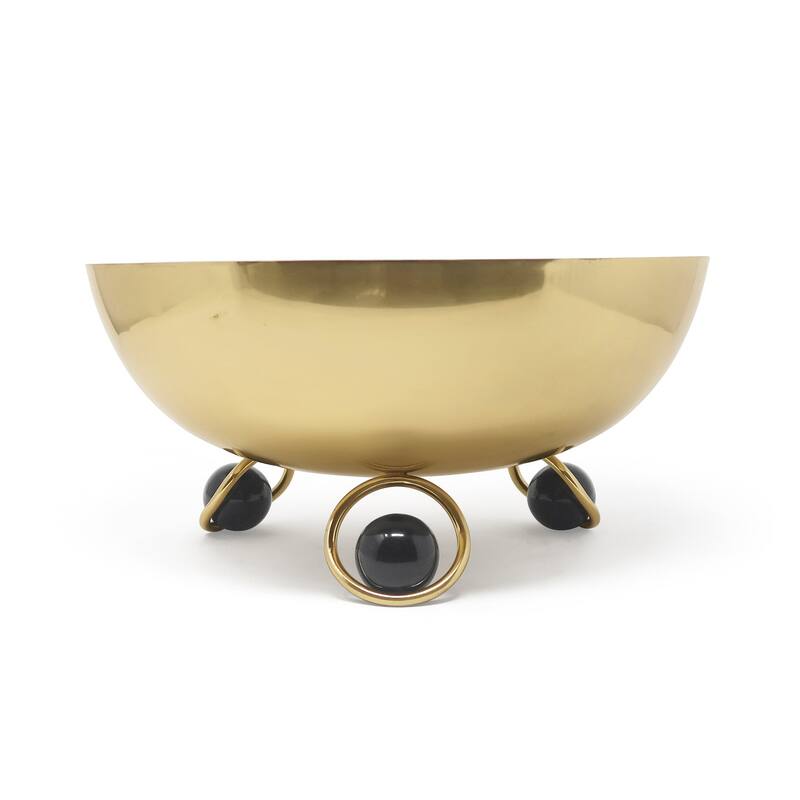 Salad Bowl Silver Inner Gold Outer with Ball Legs
