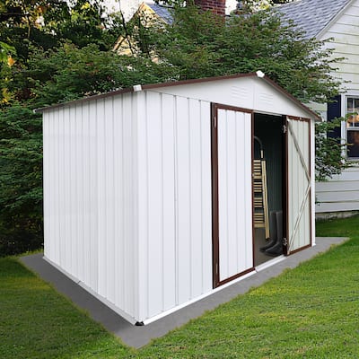 10ftx8ft Metal Garden Outdoor Sheds Tool Storage Shed with Door