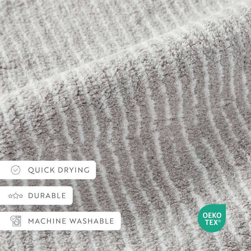 Becky Cameron 100% Cotton Pinstripe Patterned Bath Mat