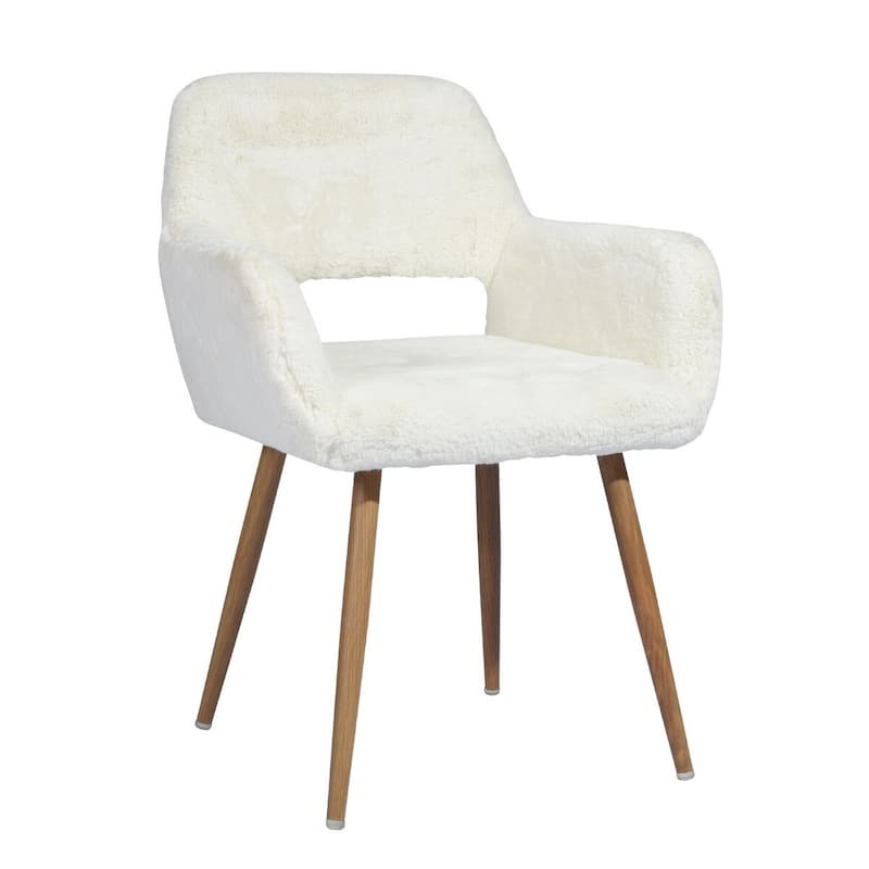 HomeRoots 23" White And Brown Faux Fur Arm Chair - 23.23' X '31' X '16.93