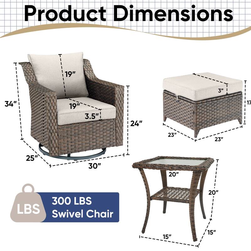 Pocassy All-Weather Rattan Patio Funiture Set