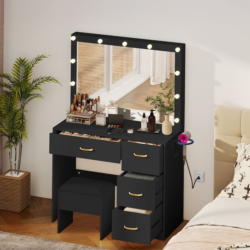 Moasis 35" Mirror Bulbs Makeup Vanity Table