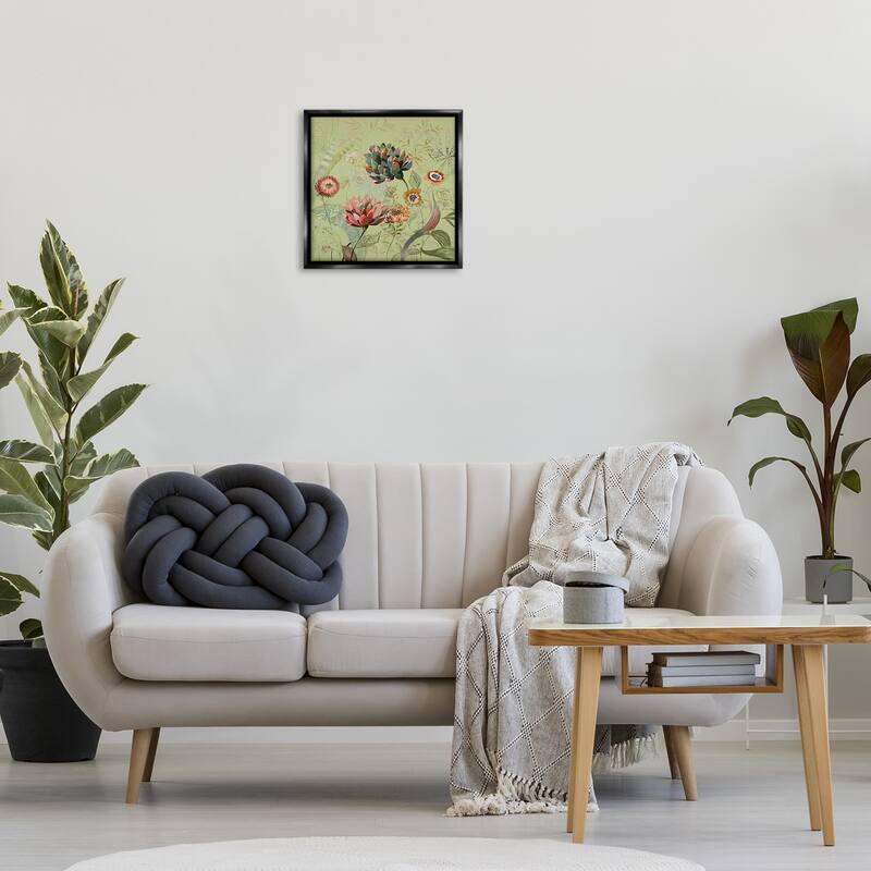 Stupell Traditional Vintage Foliage Framed Floater Canvas Wall Art Design By Dusza