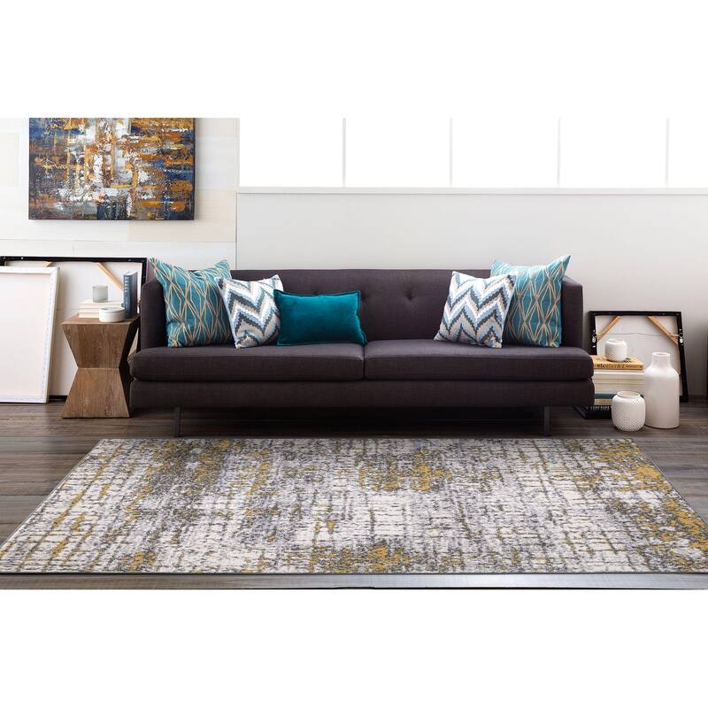 World Rug Gallery Distressed Abstract Modern Area Rug