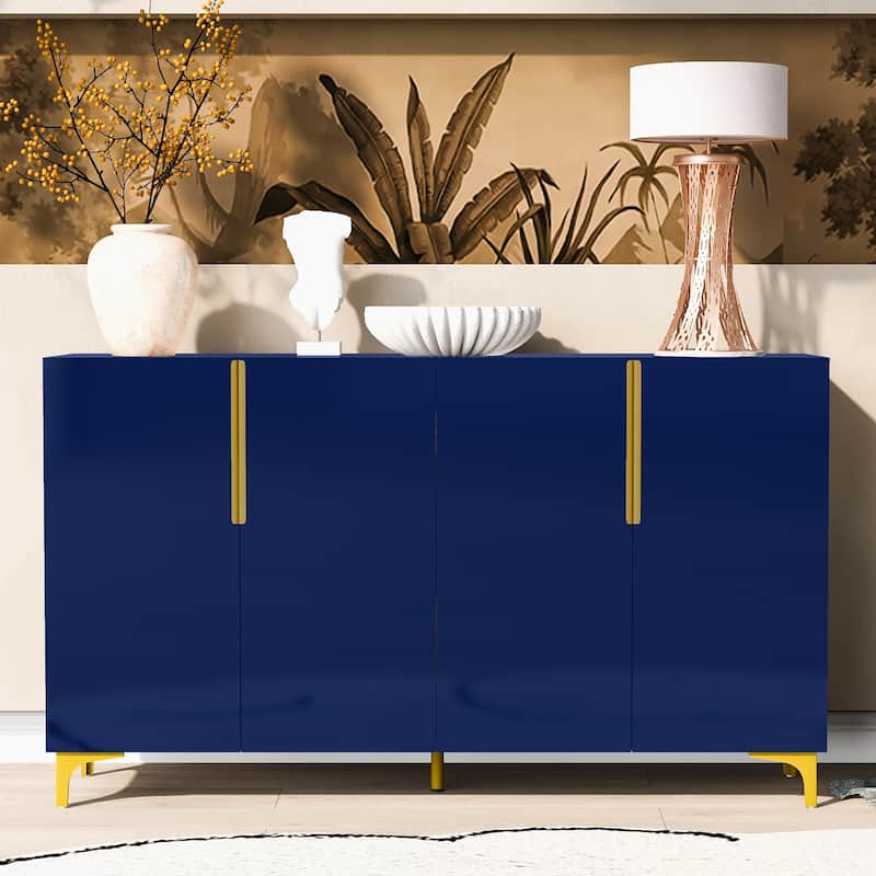A Glossy Finish Light Luxury Storage Cabinet, Adjustable, Suitable for Living Room, Study, Hallway.