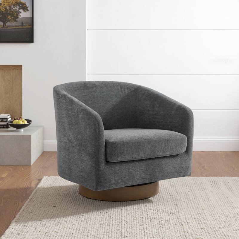 Modern 360°Swivel Barrel Chair - Gray/Chenille