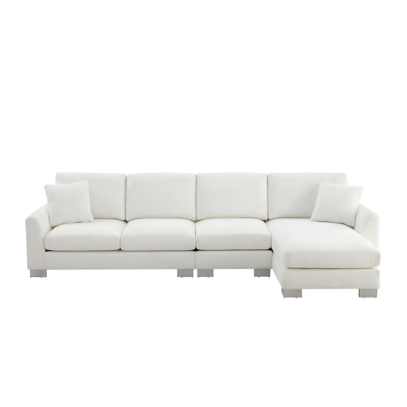 L-shaped Luxury Couch Set, Sectional Sofa with 2 Pillows, Chaise