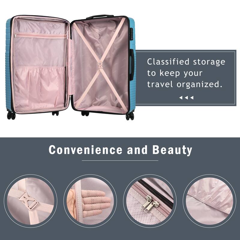 3 Piece Hardshell Luggage Spinner 8 Wheels Suitcase Sets (20"24"28")