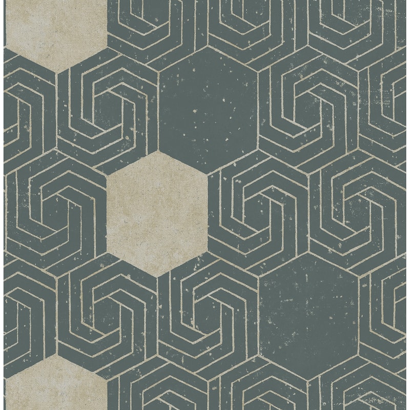 A-Street Prints Momentum Dark Green Geometric Wallpaper