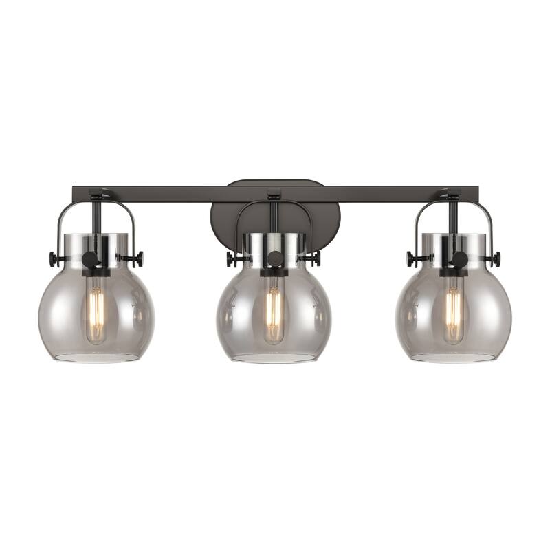 Innovations Lighting 423-3W-10-27 Pilaster II Sphere Vanity Pilaster - Matte Black / Plated Smoke