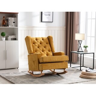 Comfortable Mustard Rocking Accent Chair for Living Room Upholstered ...