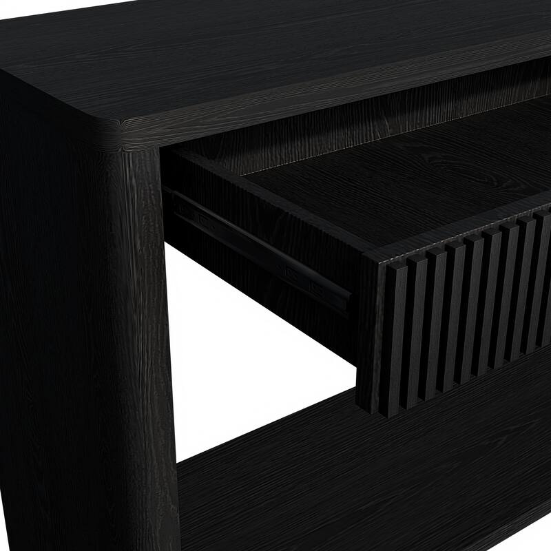 Rectangular Entryway Console Table with 2 Fluted Drawers, Sofa Table Behind Couch Table for Living Room Hallway