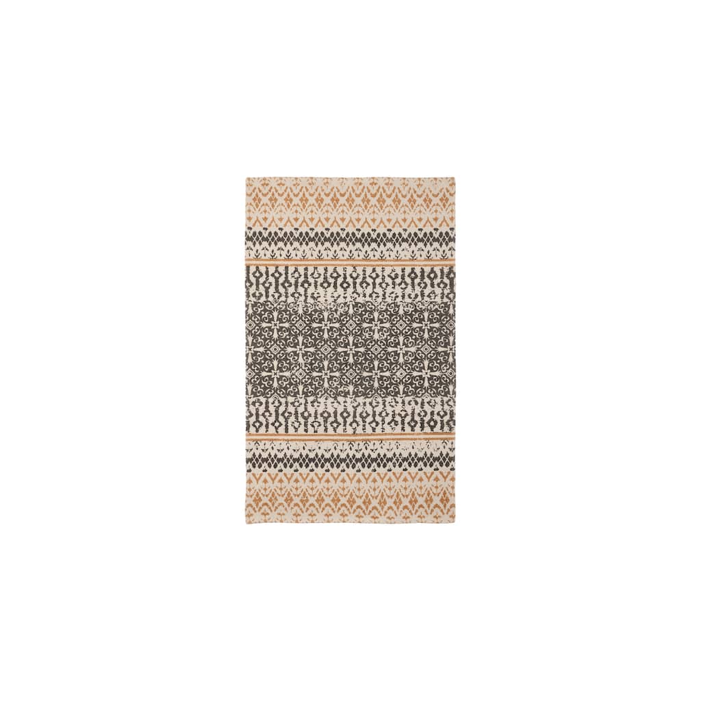 French Connection Stonewash Printed Cotton Doina Palm Accent Rug