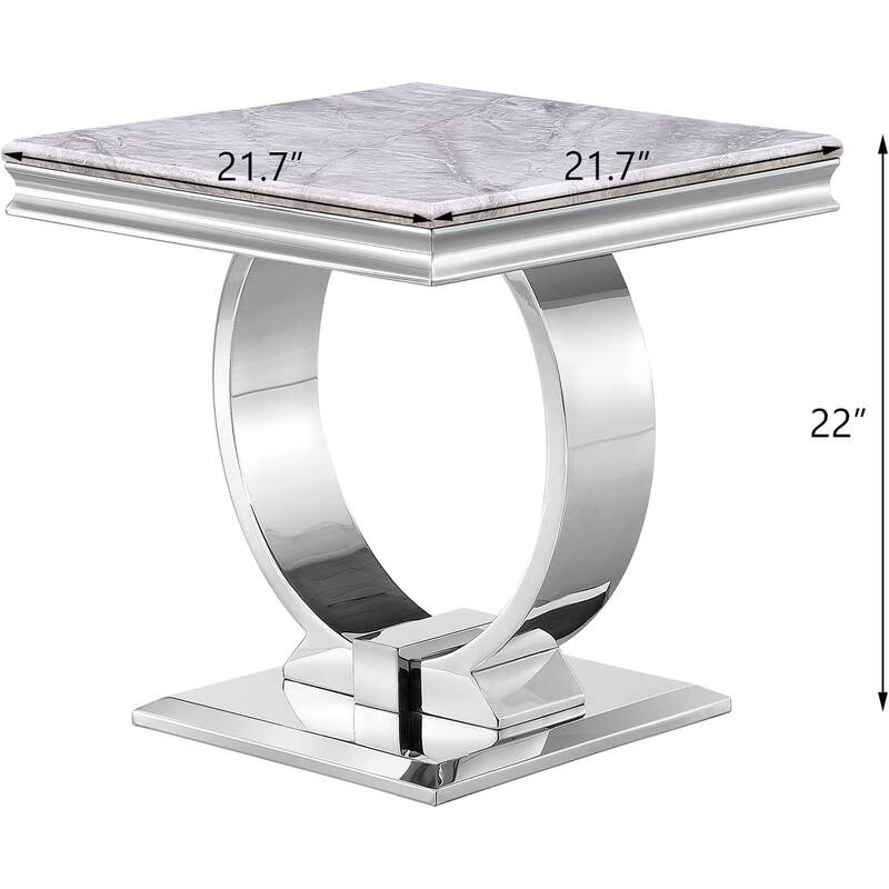 Modern metal End Table with Square Gloss Top and with metal U-shaped base