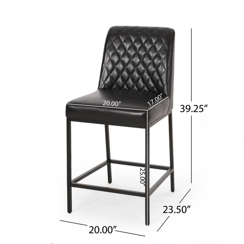 Modern Set of 2 Dining Chairs with Leather Diamond Tufted Back Seat, Metal Legs, Suitable for Bar Counter Dining Room