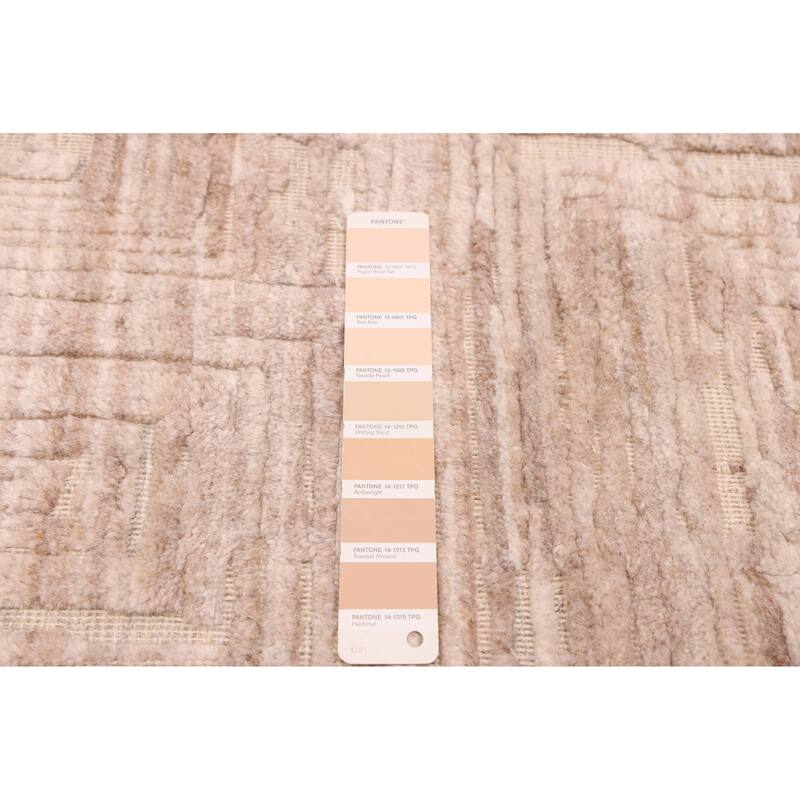 ECARPETGALLERY Hand Loomed Elysian Beige Wool Rug - 8'0 x 9'10