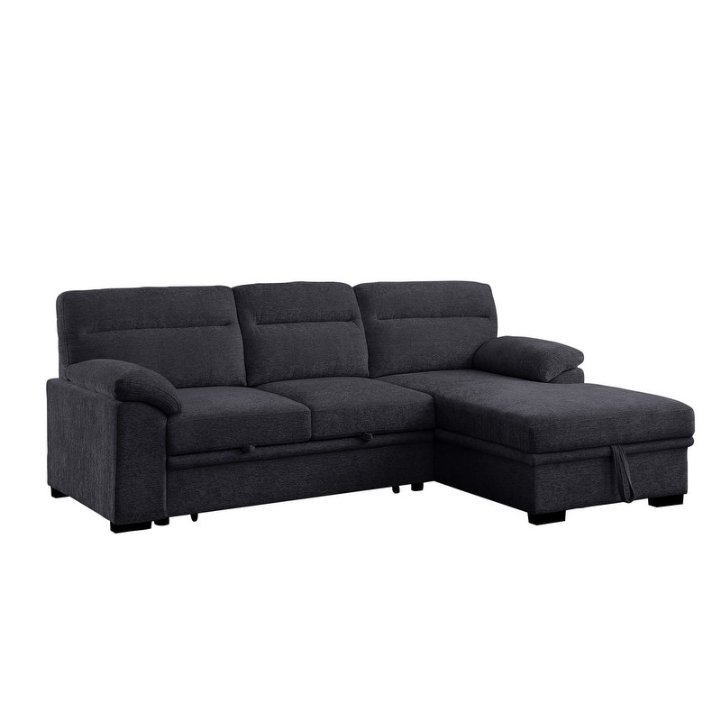Kipling II 94"W Chenille Fabric Sleeper Sectional Sofa with Right-Facing Chaise, Cupholders, USB Charging port