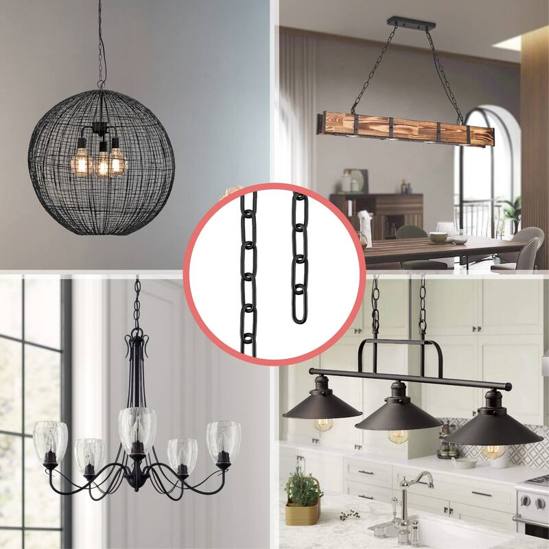 Aspen Creative 21108-81,Steel 6Ft. Chain&Connector,For Max.40lbs-Lighting Fixture/Swag Light/Plant in ORB finish,11 Gauge.