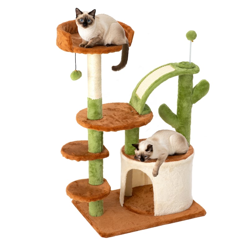 Cactus Cat Tree, Multi-Level Cat Tower with Scratching Posts, 36.6" - N/A