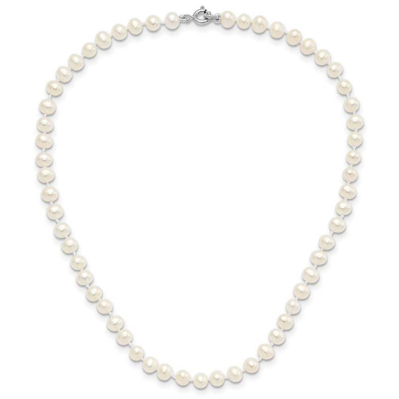 Curata 925 Sterling Silver 4-5mm Freshwater Cultured Pearl Neck Bracelet Earrings set