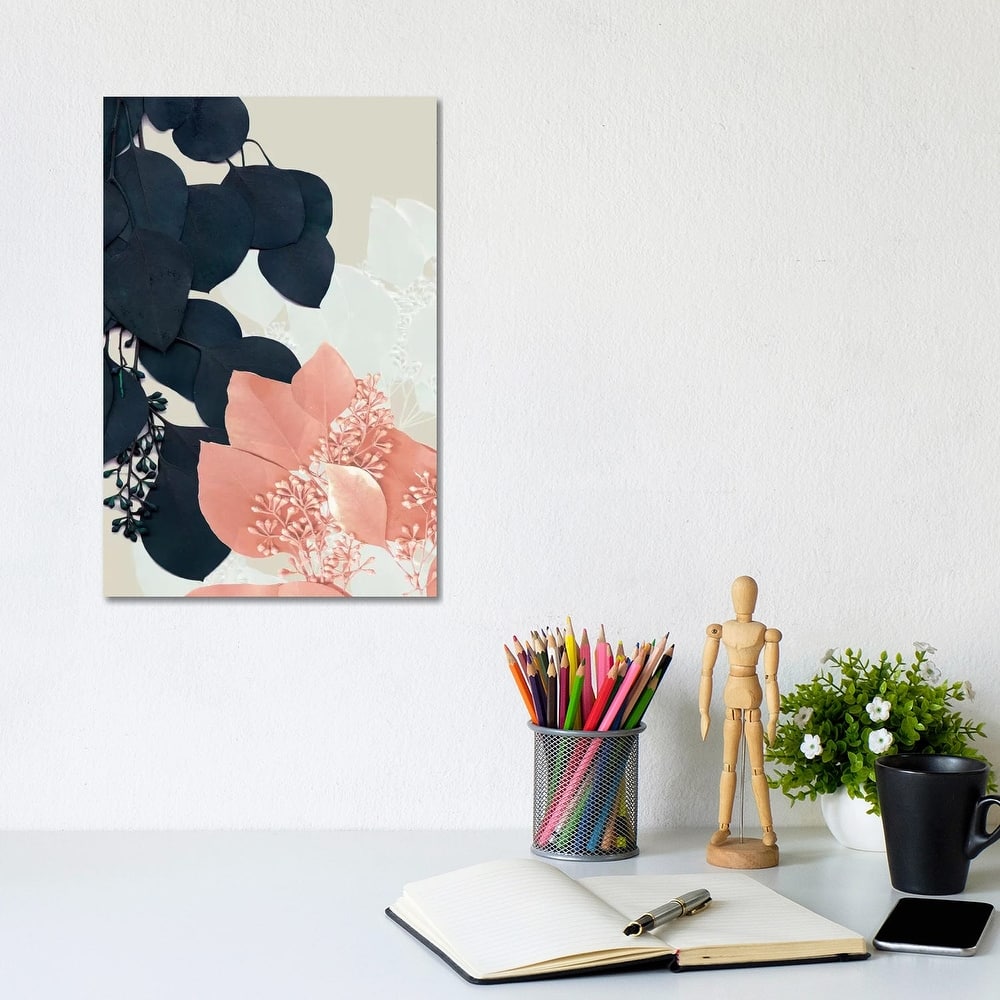 iCanvas "Indigo & Blush Leaves III" by Jennifer Goldberger Canvas Print