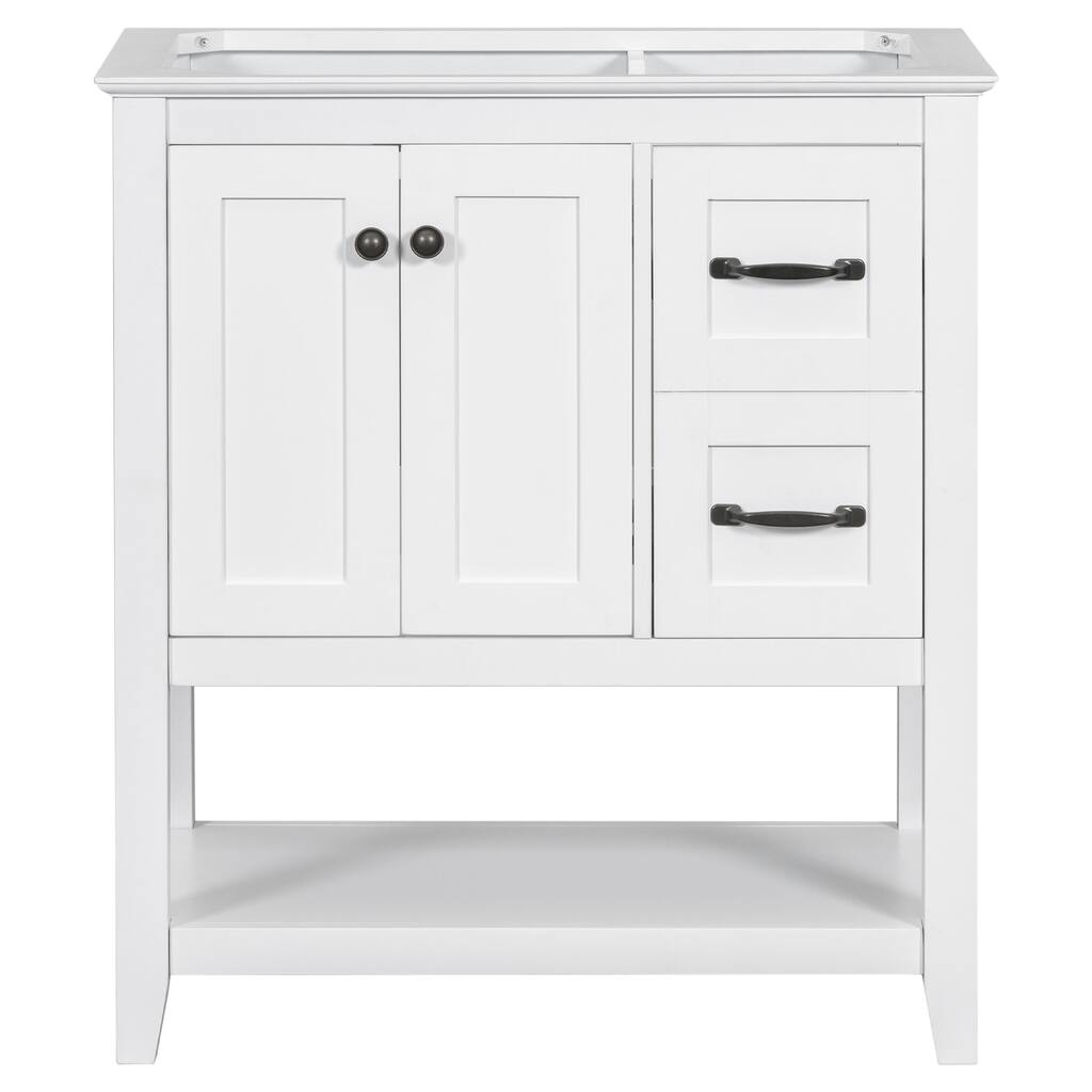 30 Inch MDF Freestanding Bathroom Vanity Without Counter Top with Open Shelf and Doors - 30" X 18"