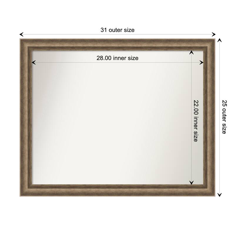 Angled Non-Beveled Wood Framed Bathroom Vanity Wall Mirror - Angled Bronze - Glass Size 28x22
