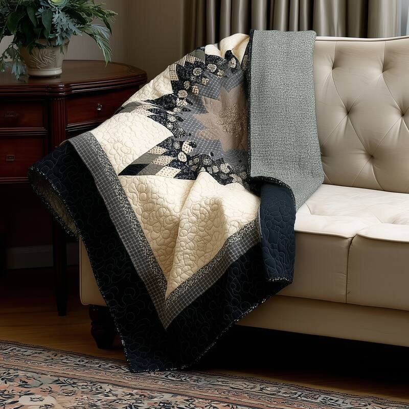 Donna Sharp Lexington Star Cotton Pieced Throw - 50" x 60" - Black/Grey/Cream