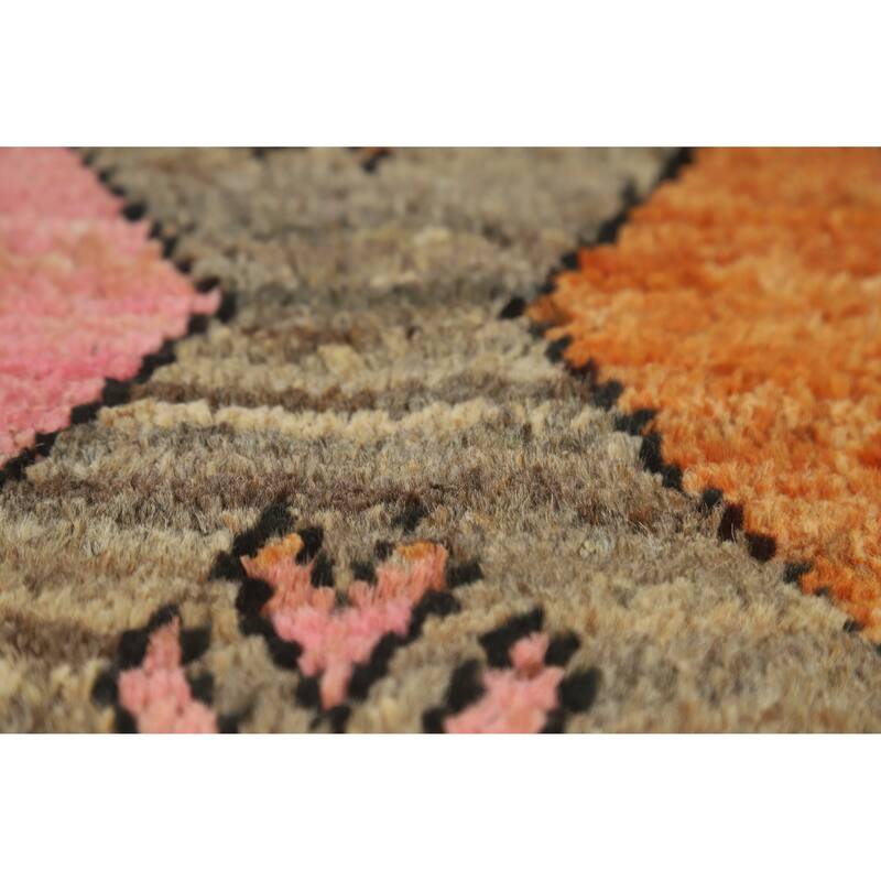 Geometric Moroccan Square Area Rug Hand-Knotted Wool Carpet - 5'9" x 6'4"