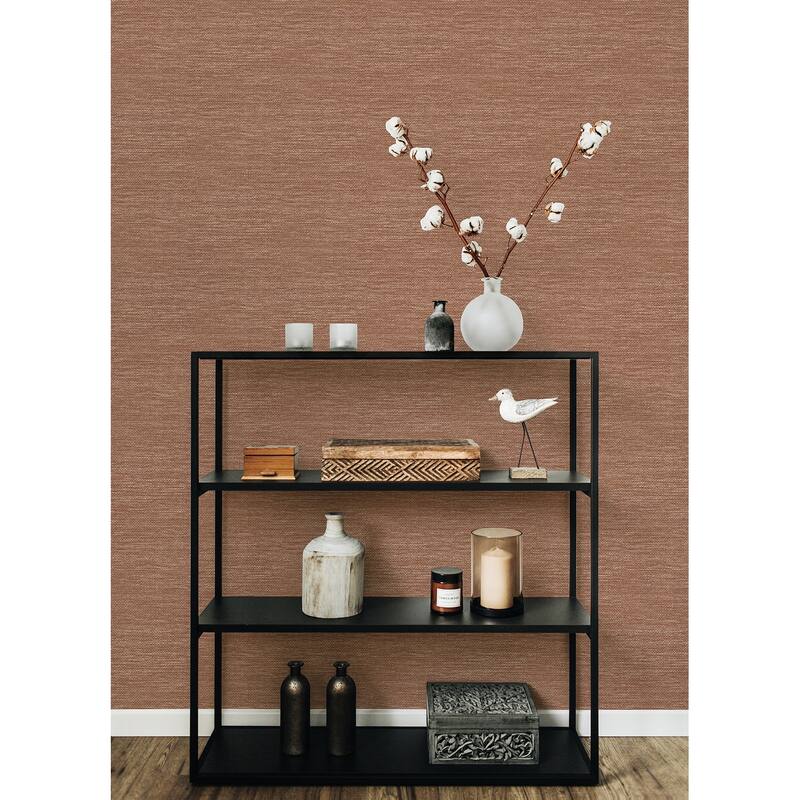A-Street Prints Malin Rust Faux Grasscloth Wallpaper