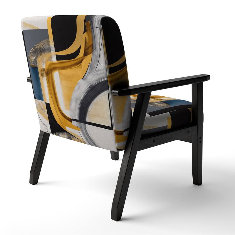 Designart "Glam Gold And Black Expression IV" Upholstered Modern & Contemporary Accent Chair and Modern & Contemporary Arm Chair