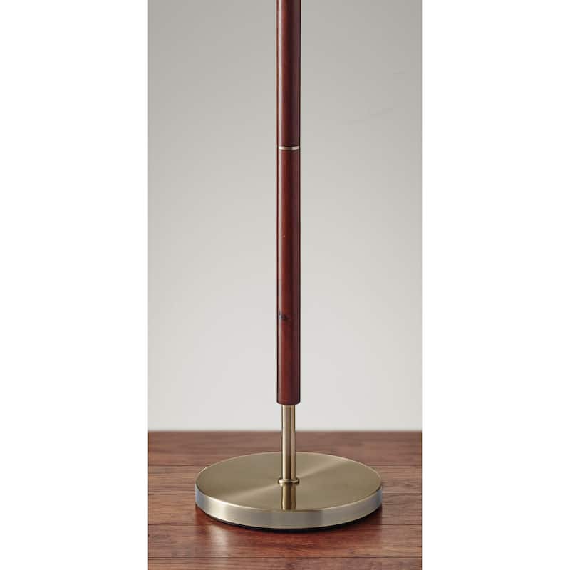 Adesso Hamilton Walnut and Antique Brass Floor Lamp