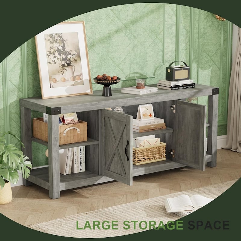 Farmhouse 60 Inch TV Stand for 65 Inch TV, Entertainment Center with Storage - N/A