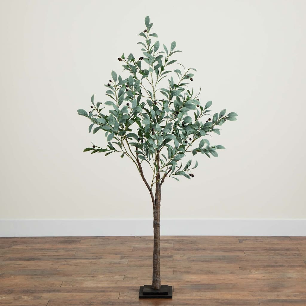 Pre-Lit Fruiting Olive Artificial Tree - 5' - Warm White LED Lights