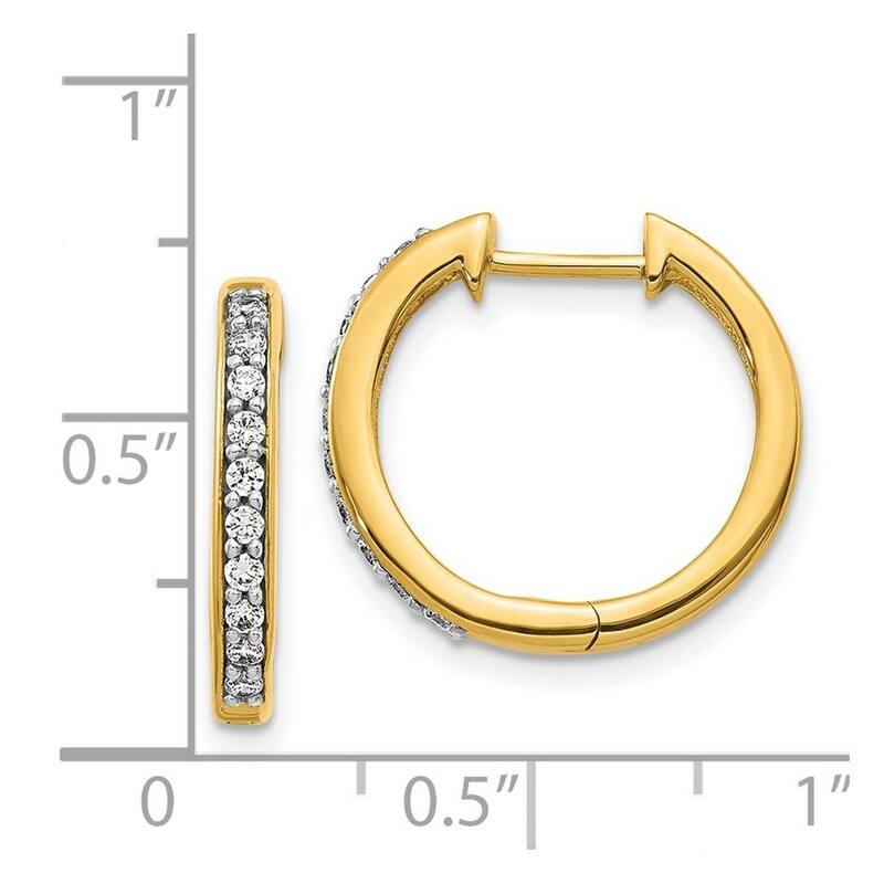 Curata 14k Yellow Gold Diamond Hoop Earrings - 16x17mm Wide 2mm Thick