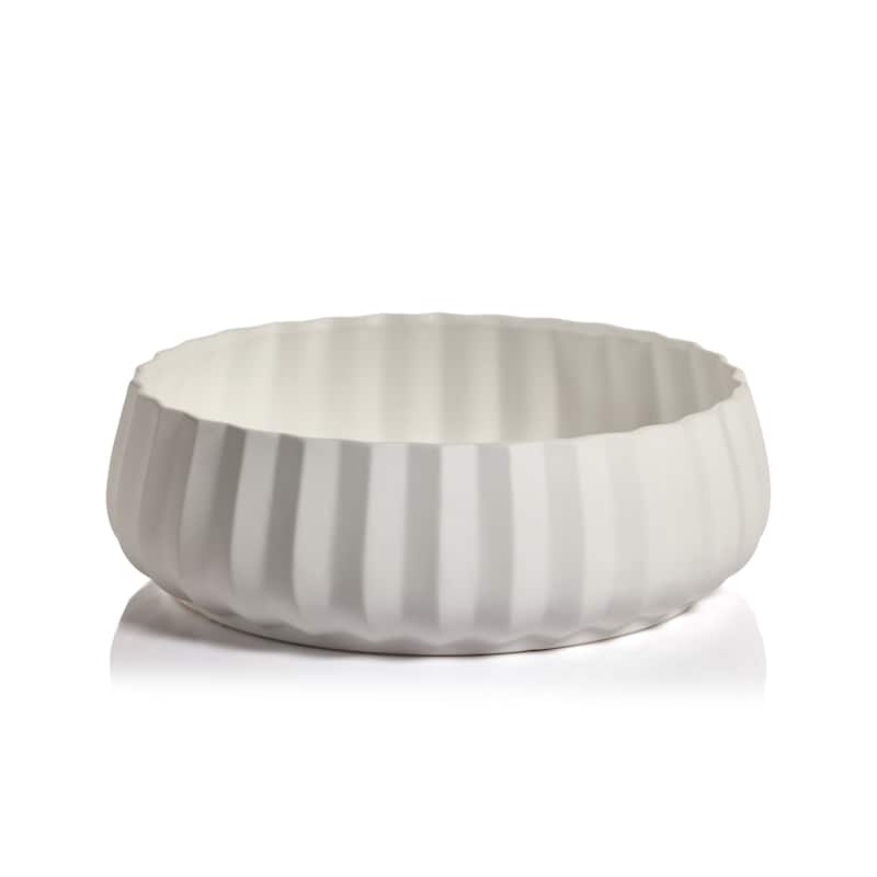 Chantria White Ceramic Bowl - 16"