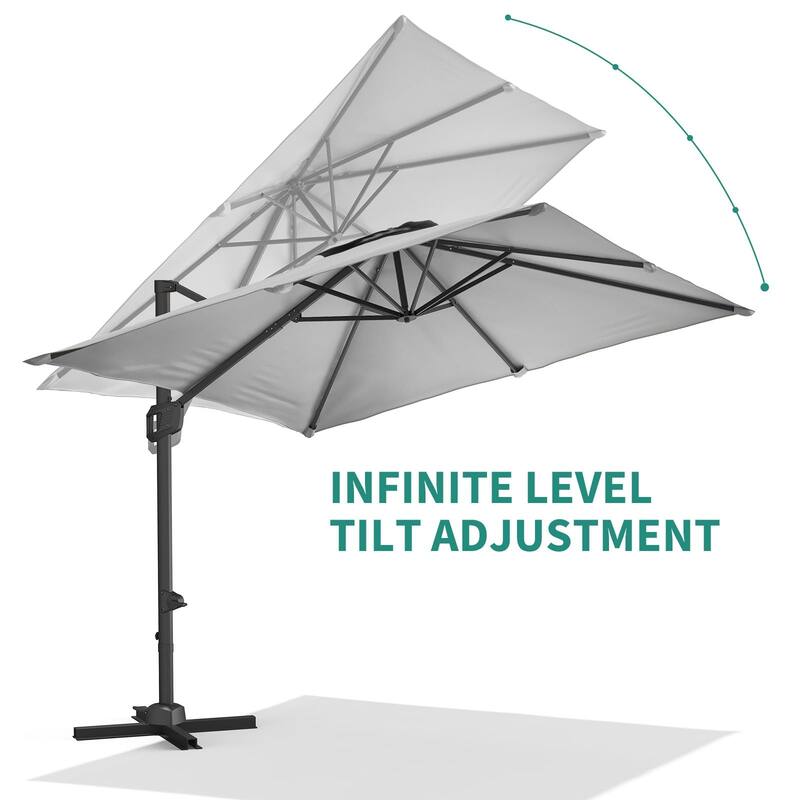 10x10Ft Offset Patio Umbrella, with Adjustable Tilt, 360° Rotating