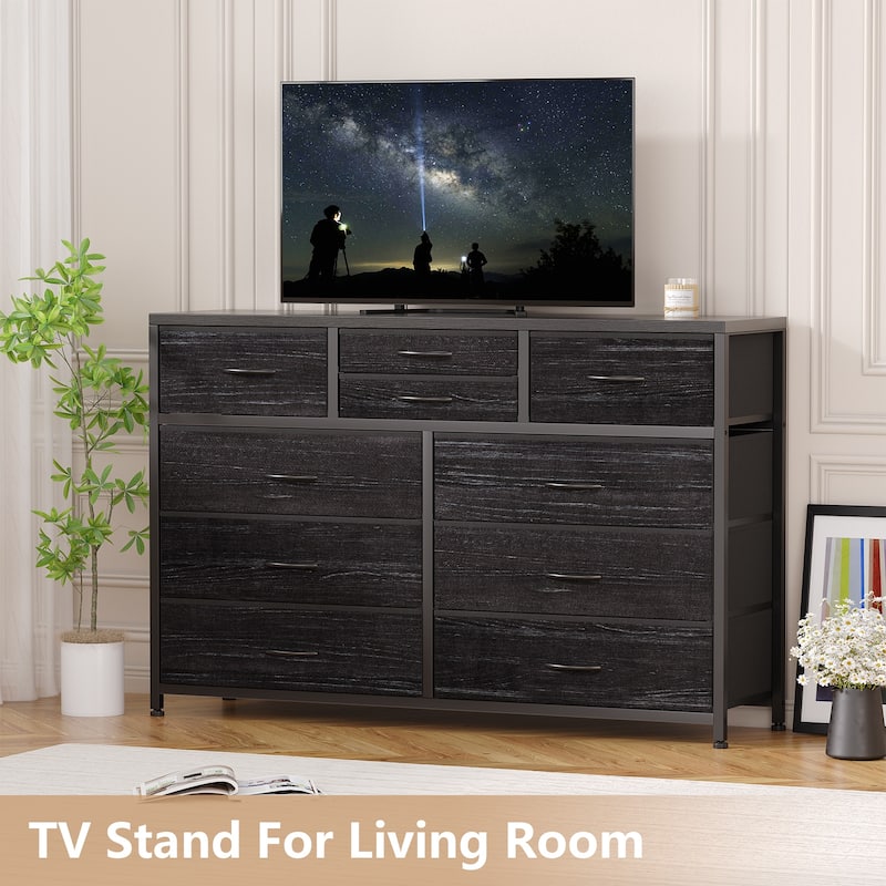 Modern Dresser TV Stand with 10 Drawers - n/a