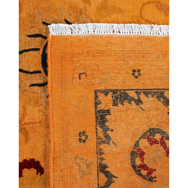 Overton Hand Knotted Wool Vintage Inspired Modern Contemporary Overdyed Orange Area Rug - 8' 10" x 11' 9"
