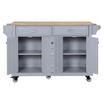 Kitchen Cabinet with Adjustable Shelves, Kitchen Island with Drawers, Kitchen Storage Cart with Built-in Spice Rack