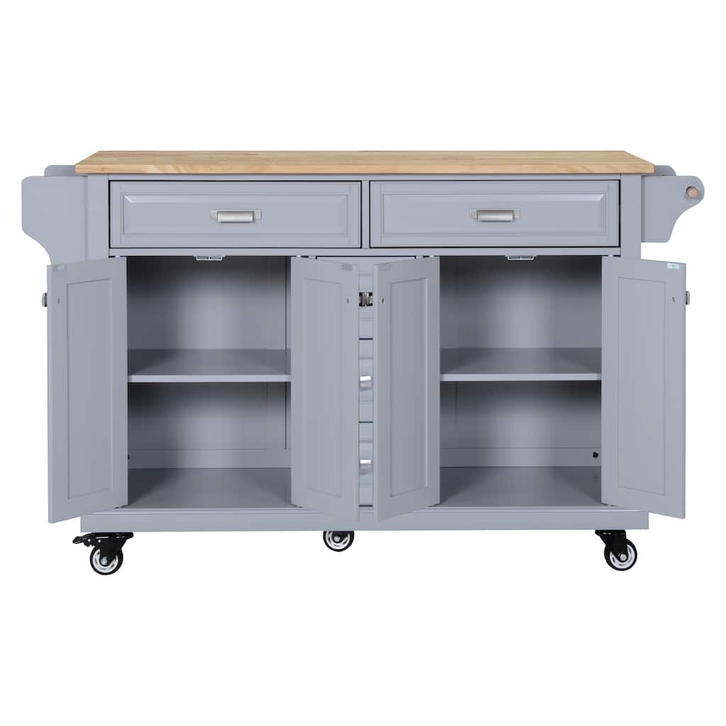 Kitchen Cabinet with Adjustable Shelves, Kitchen Island with Drawers, Kitchen Storage Cart with Built-in Spice Rack
