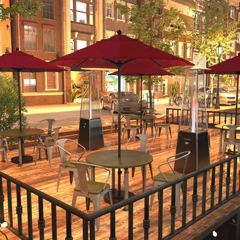 California Umbrella 7.5' Venture Series Patio Umbrella, Bronze Aluminum Pole Fiberglass Ribs Push Lift, Pacifica Pacific Blue - Red