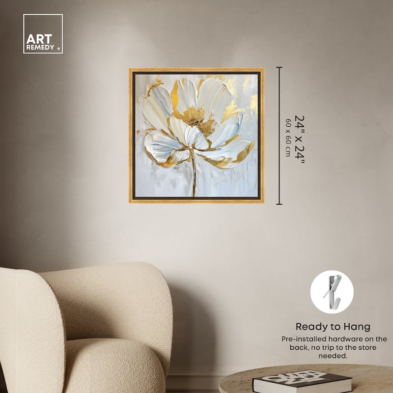 Art Remedy Gold Magnolia II Framed Floral Fine 1 Piece Canvas Wall Art