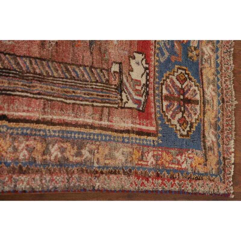 Vegetable Dye Pink Shiraz Persian Antique Rug Hand-knotted Wool Carpet - 4'5"x 6'4"