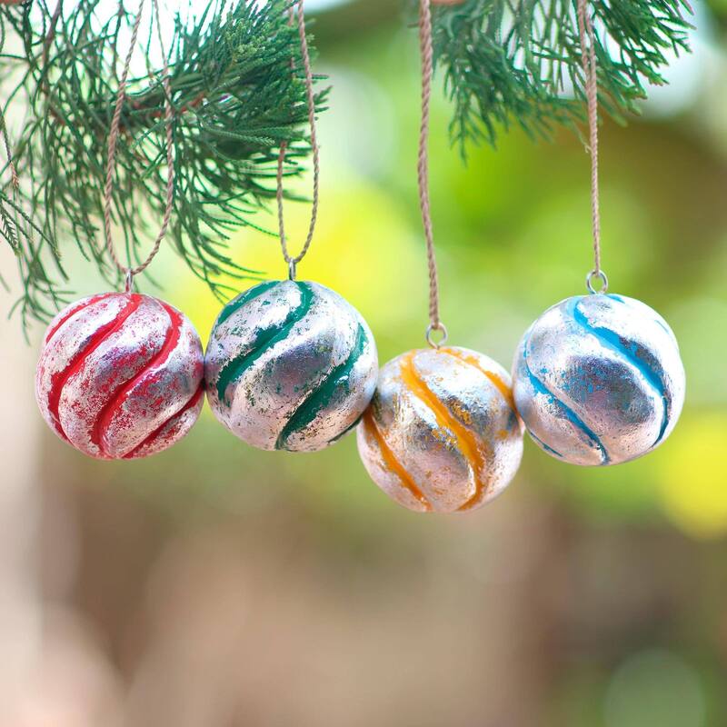 Handmade Wood ornaments, Festive Spirals (Indonesia)